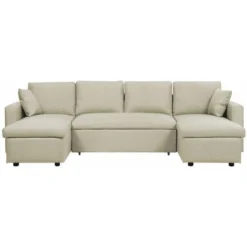 Divano Letto Angolare In Tessuto Beige Sommen