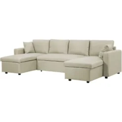 Divano Letto Angolare In Tessuto Beige Sommen -Negozio al dettaglio VIDAXL || HOMCOM || Songmics 15931170 4