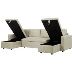 Divano Letto Angolare In Tessuto Beige Sommen -Negozio al dettaglio VIDAXL || HOMCOM || Songmics 15931170 5