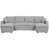 Divano Letto Angolare In Tessuto Grigio Chiaro Sommen