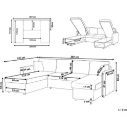 Divano Letto Angolare In Tessuto Grigio Chiaro Sommen -Negozio al dettaglio VIDAXL || HOMCOM || Songmics 15931172 3