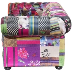 Divano Vintage A 3 Posti In Tessuto Multicolore Viola Chesterfield -Negozio al dettaglio VIDAXL || HOMCOM || Songmics 15931795 4 1