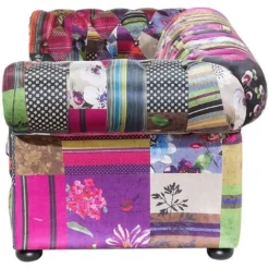 Divano Vintage A 3 Posti In Tessuto Multicolore Viola Chesterfield -Negozio al dettaglio VIDAXL || HOMCOM || Songmics 15931795 4