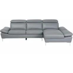 Divano Angolare In Pelle Grigia Farila