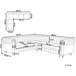 Divano Angolare In Tessuto Grigio Destro Gambe In Legno Scuro A 6 Posti Chesterfield -Negozio al dettaglio VIDAXL || HOMCOM || Songmics 16972352 3