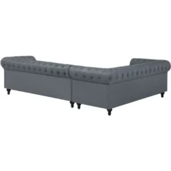 Divano Angolare In Tessuto Grigio Destro Gambe In Legno Scuro A 6 Posti Chesterfield -Negozio al dettaglio VIDAXL || HOMCOM || Songmics 16972352 5