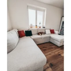 Divano Letto Angolare Contenitore In Tessuto Grigio Chiaro Karrabo -Negozio al dettaglio VIDAXL || HOMCOM || Songmics 16972372 4