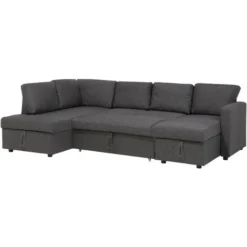 Divano Letto Angolare Contenitore In Tessuto Grigio Scuro Karrabo -Negozio al dettaglio VIDAXL || HOMCOM || Songmics 16972375 5