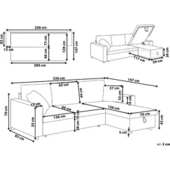 Divano Letto Angolare In Tessuto Grigio Versione Sinistra Tampere 7 Divano Letto Angolare In Tessuto Grigio Versione Sinistra Tampere -Negozio al dettaglio VIDAXL || HOMCOM || Songmics 16972386 3