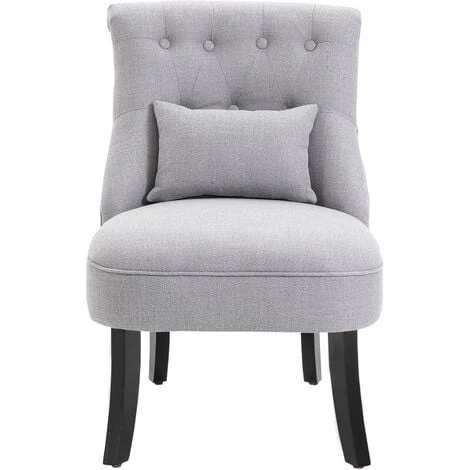 Homcom Poltroncina Imbottita In Legno E Lino Con Cuscino Sfoderabile Grigio 4 Homcom Poltroncina Imbottita In Legno E Lino Con Cuscino Sfoderabile Grigio - immagine 4