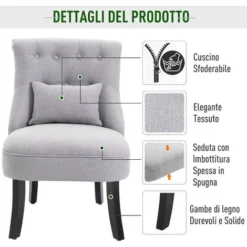 Homcom Poltroncina Imbottita In Legno E Lino Con Cuscino Sfoderabile Grigio 9 Homcom Poltroncina Imbottita In Legno E Lino Con Cuscino Sfoderabile Grigio -Negozio al dettaglio VIDAXL || HOMCOM || Songmics 17079094 5