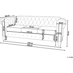Divano 3 Posti In Tessuto Beige Gambe Dritte Chesterfield -Negozio al dettaglio VIDAXL || HOMCOM || Songmics 17089363 3