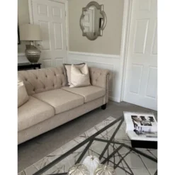 Divano 3 Posti In Tessuto Beige Gambe Dritte Chesterfield -Negozio al dettaglio VIDAXL || HOMCOM || Songmics 17089363 4