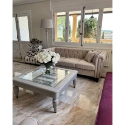 Divano 3 Posti In Tessuto Beige Gambe Dritte Chesterfield -Negozio al dettaglio VIDAXL || HOMCOM || Songmics 17089363 5