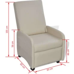 Poltrona Reclinabile Crema In Similpelle VidaXL -Negozio al dettaglio VIDAXL || HOMCOM || Songmics 1737813 3