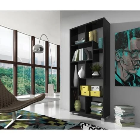 Skraut Home - Scaffale Libreria A Parete - Divisori Design Salon-salle Pranzo E Soggiorno, Contemporaneo, 8 Scompartimenti Portaoggeti, Montaggio Orizzontale E Verticale, Nero Mate, Dimensioni: 68,5 X 2 Skraut Home - Scaffale Libreria A Parete - Divisori Design Salon-salle Pranzo E Soggiorno, Contemporaneo, 8 Scompartimenti Portaoggeti, Montaggio Orizzontale E Verticale, Nero Mate, Dimensioni: 68,5 X - immagine 2