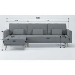 Skraut Home - Divano Chaise Lounge Verona 267cm, Convertibile In Letto, Reversibile, Grigio Chiaro -Negozio al dettaglio VIDAXL || HOMCOM || Songmics 17391707 5