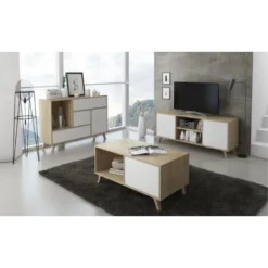 Skraut Home - Tavolino Con Porte, Sala Da Pranzo, Modello WIND, Struttura Colore Puccini, Porte Colore Bianco, Misure 92x50x45cm Di Altezza. -Negozio al dettaglio VIDAXL || HOMCOM || Songmics 17391733 4