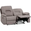 Divano Reclinabile Taupé 2 Posti Schienale E Poggiapiedi Regolabili Bergen