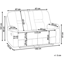 Divano Reclinabile Taupé 2 Posti Schienale E Poggiapiedi Regolabili Bergen -Negozio al dettaglio VIDAXL || HOMCOM || Songmics 17528969 3