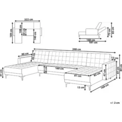 Divano Letto A Forma Di U In Tessuto Grigio Grafite Aberdeen -Negozio al dettaglio VIDAXL || HOMCOM || Songmics 17741577 3