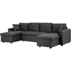 Divano Letto Angolare In Tessuto Grigio Scuro Sommen -Negozio al dettaglio VIDAXL || HOMCOM || Songmics 17795946 4