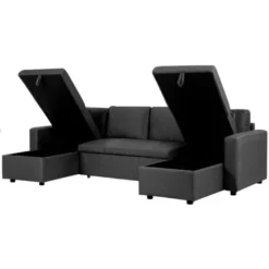 Divano Letto Angolare In Tessuto Grigio Scuro Sommen -Negozio al dettaglio VIDAXL || HOMCOM || Songmics 17795946 5