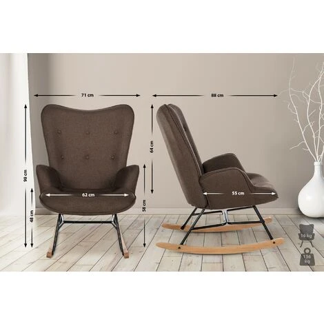 Poltrona A Dondolo Sanka In Tessuto Marrone 2 Poltrona A Dondolo Sanka In Tessuto Marrone - immagine 2