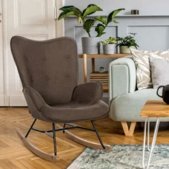 Poltrona A Dondolo Sanka In Tessuto Marrone 7 Poltrona A Dondolo Sanka In Tessuto Marrone -Negozio al dettaglio VIDAXL || HOMCOM || Songmics 17900649 3