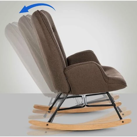 Poltrona A Dondolo Sanka In Tessuto Marrone 4 Poltrona A Dondolo Sanka In Tessuto Marrone - immagine 4