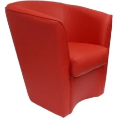 Poltrona A POZZETTO Per Ufficio Casa In Ecopelle ROSSA