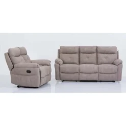 Divano 3 Posti Taupè Con Recliner Emma -Negozio al dettaglio VIDAXL || HOMCOM || Songmics 18017460 3