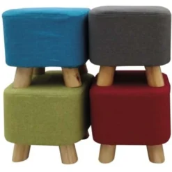 Pouf Sgabello In Tessuto Verde