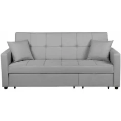 Divano Letto 3 Posti In Tessuto Grigio Chiaro Glomma