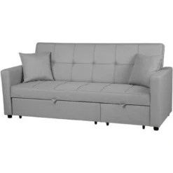 Divano Letto 3 Posti In Tessuto Grigio Chiaro Glomma -Negozio al dettaglio VIDAXL || HOMCOM || Songmics 18250584 4