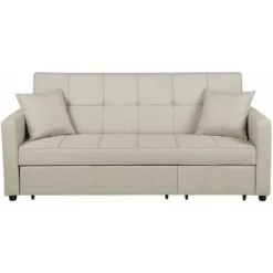 Divano Letto 3 Posti In Tessuto Beige Glomma