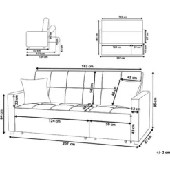 Divano Letto 3 Posti In Tessuto Beige Glomma -Negozio al dettaglio VIDAXL || HOMCOM || Songmics 18250593 3