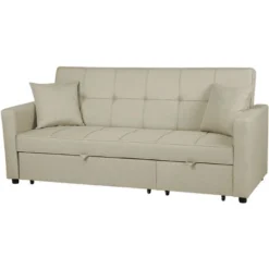 Divano Letto 3 Posti In Tessuto Beige Glomma -Negozio al dettaglio VIDAXL || HOMCOM || Songmics 18250593 4