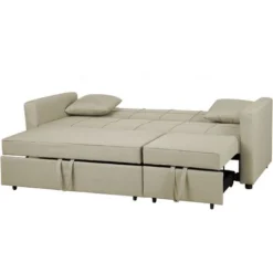 Divano Letto 3 Posti In Tessuto Beige Glomma -Negozio al dettaglio VIDAXL || HOMCOM || Songmics 18250593 5