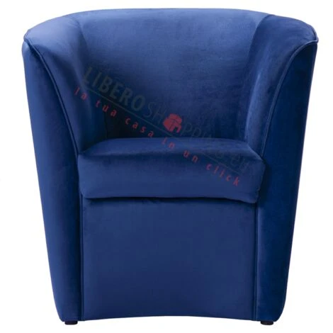 Poltrona Da Camera In Tessuto Velluto BLU E Struttura In Legno 2 Poltrona Da Camera In Tessuto Velluto BLU E Struttura In Legno - immagine 2