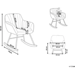 Sedia A Dondolo In Velluto Blu Cobalto Liarum -Negozio al dettaglio VIDAXL || HOMCOM || Songmics 18317577 3