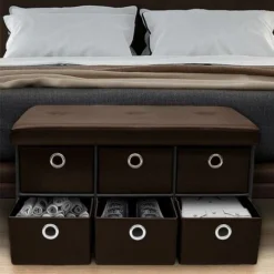 Cassapanca Contenitore Pouf Panca Sgabello Pieghevole 6 Cassetti Eco Pelle Moro -Negozio al dettaglio VIDAXL || HOMCOM || Songmics 18346848 2