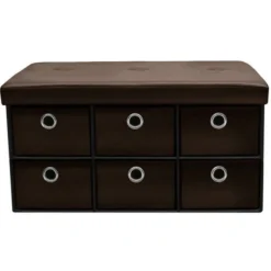Cassapanca Contenitore Pouf Panca Sgabello Pieghevole 6 Cassetti Eco Pelle Moro -Negozio al dettaglio VIDAXL || HOMCOM || Songmics 18346848 3