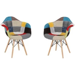 Sedia Poltroncina PATCHWORK Con Gambe In Faggio SET 2 PEZZI