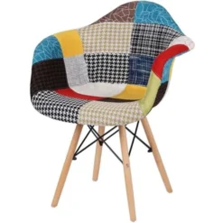 Sedia Poltroncina PATCHWORK Con Gambe In Faggio SET 2 PEZZI -Negozio al dettaglio VIDAXL || HOMCOM || Songmics 18374576 3