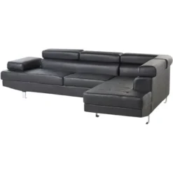 Divano Angolare Sinistro Ecopelle Nera Poggiatesta Regolabile Norrea -Negozio al dettaglio VIDAXL || HOMCOM || Songmics 18623921 4