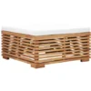 Poggiapiedi Da Giardino Con Cuscino Crema In Massello Di Teak VidaXL
