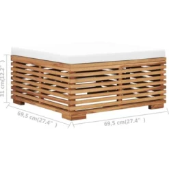 Poggiapiedi Da Giardino Con Cuscino Crema In Massello Di Teak VidaXL -Negozio al dettaglio VIDAXL || HOMCOM || Songmics 18806233 3