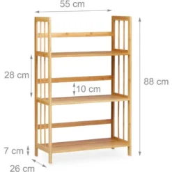 Relaxdays Libreria In Bambù, Legno, 3 Mensole, H X L X P: 88 X 55 X 26 Cm, Scaffale Bagno, Scarpiera Da Terra, Naturale -Negozio al dettaglio VIDAXL || HOMCOM || Songmics 18939650 4