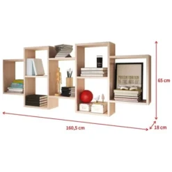 Selsey KASSI - Scaffale A 7 Scomparti / Scaffale Murale / Libreria / Mensola A Muro / Pannello Sospeso / Mensole Da Parete (Quercia) -Negozio al dettaglio VIDAXL || HOMCOM || Songmics 19185724 4